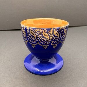 Vintage Winterling Bavaria Germany Cobalt Blue & Gold Floral Egg Cup